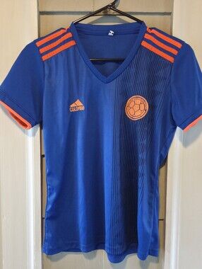 Colombia Soccer Jersey Shirt Women's Medium Blue Orange Football Fan World Cup